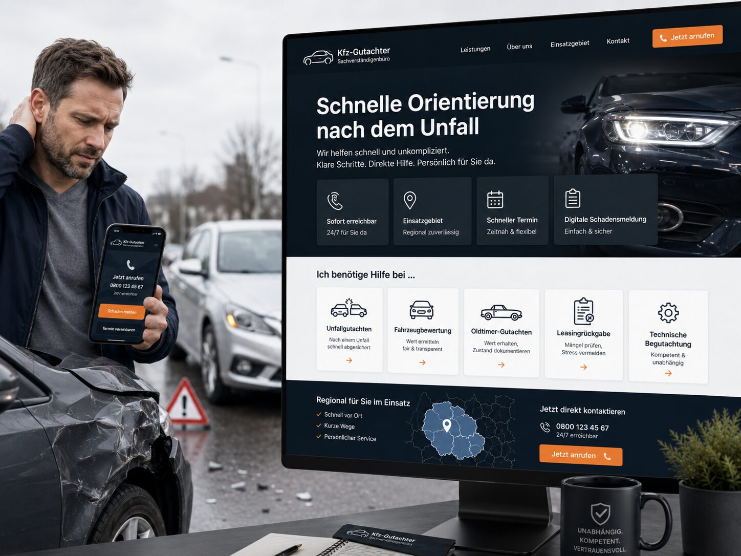 Unfallhilfe und Kfz-Gutachten online