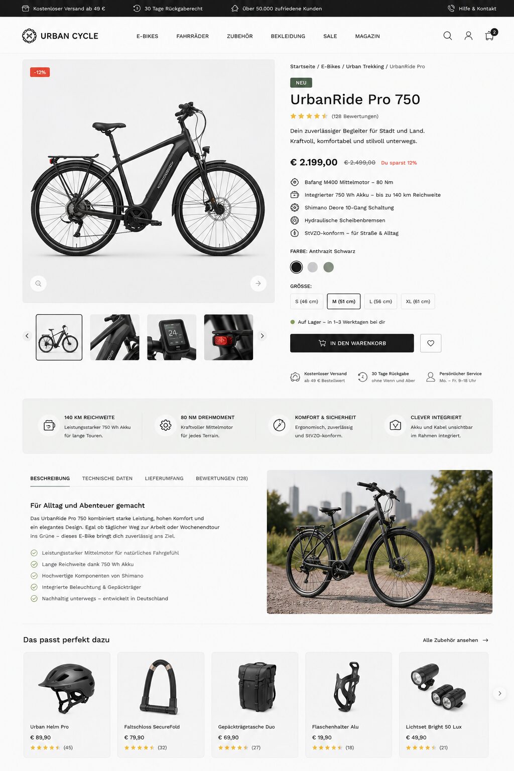 Fiktive optimierte Produktseite für ein E-Bike