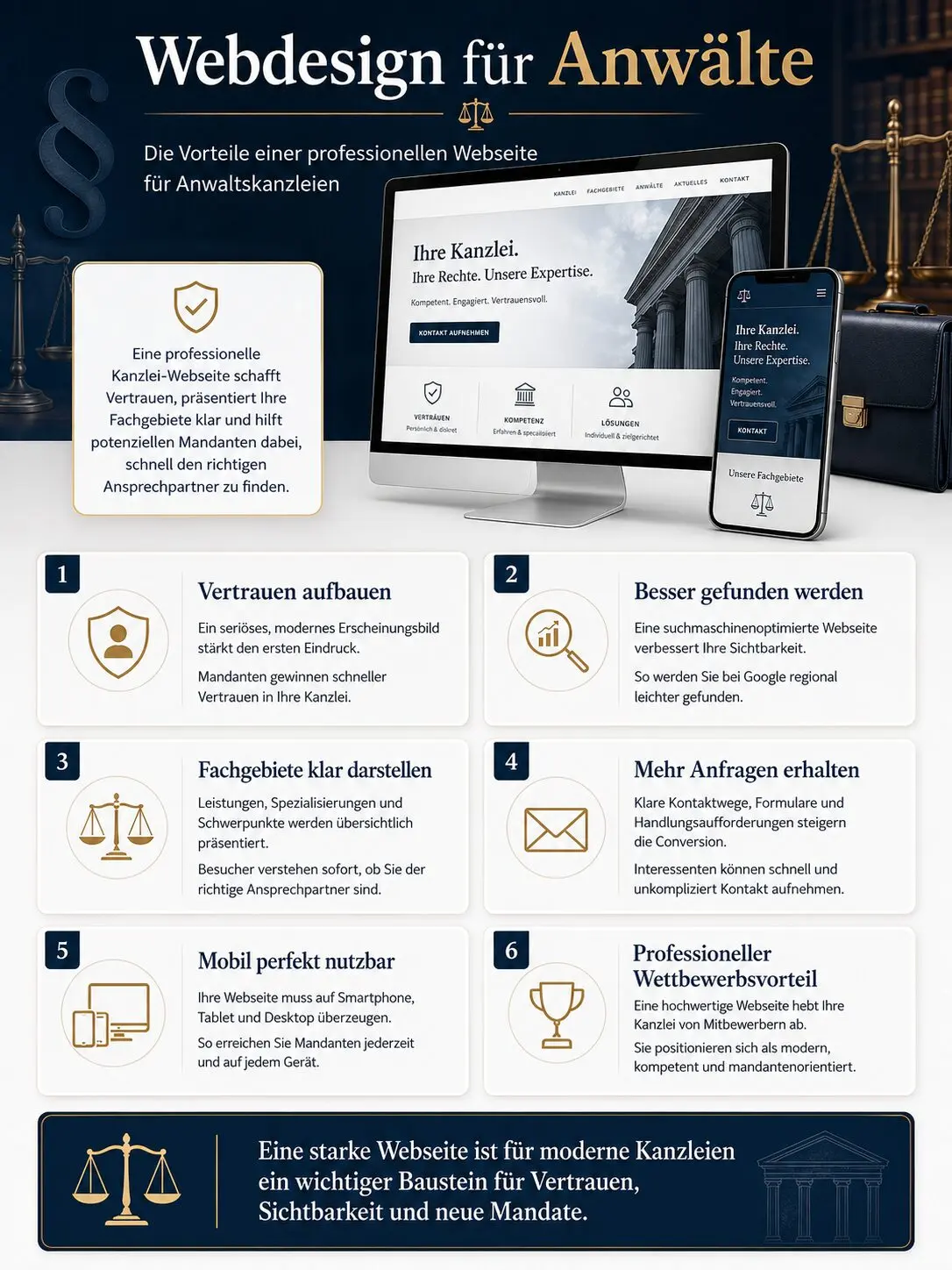 Infografik zur Gestaltung einer Kanzlei-Website