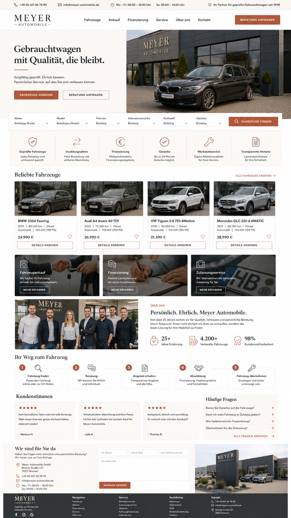 Webdesign für Autohäuser – modernes Website-Design mit klarer Struktur und attraktiver Fahrzeugpräsentation