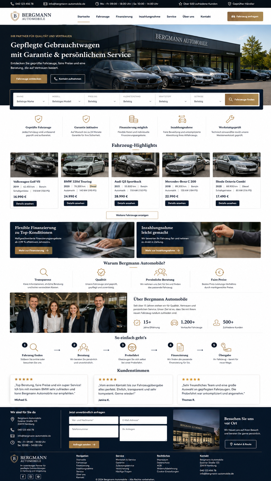 Webdesign für den Autohandel – moderne Bergmann Automobile Website mit hochwertiger Fahrzeugpräsentation
