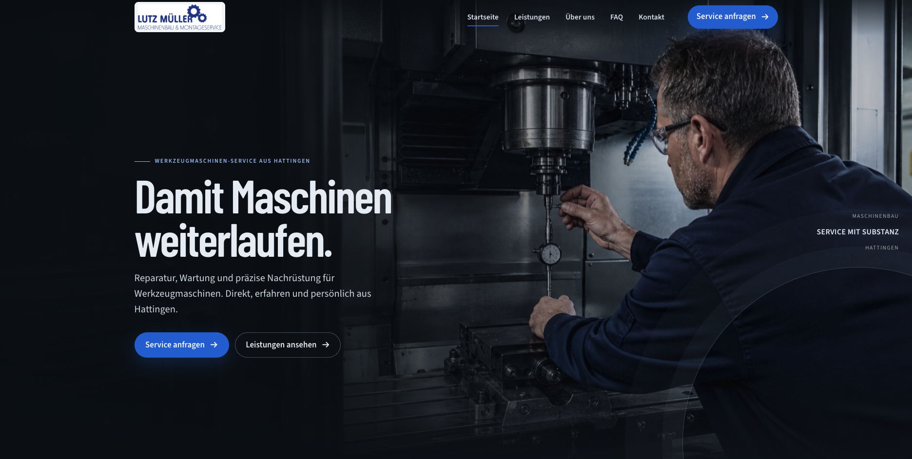 Screenshot: Maschinenservice & Instandhaltung – Lutz Müller Maschinenservice
