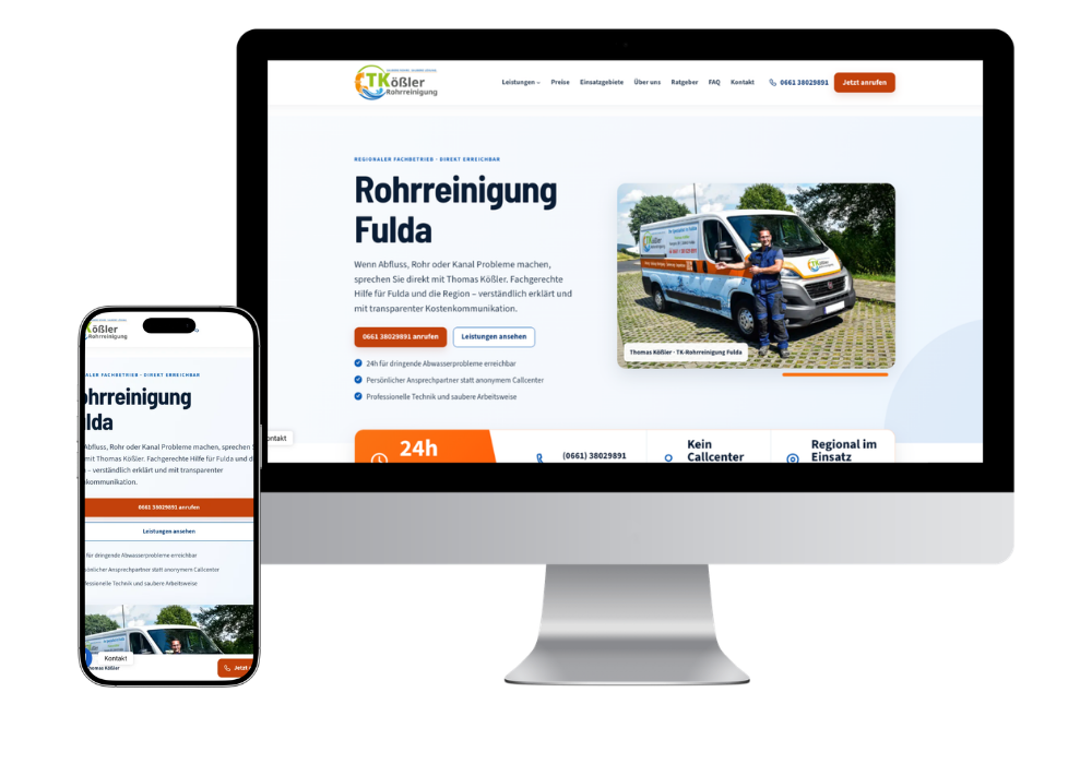 Webdesign und Website-Relaunch für TK-Rohrreinigung Fulda