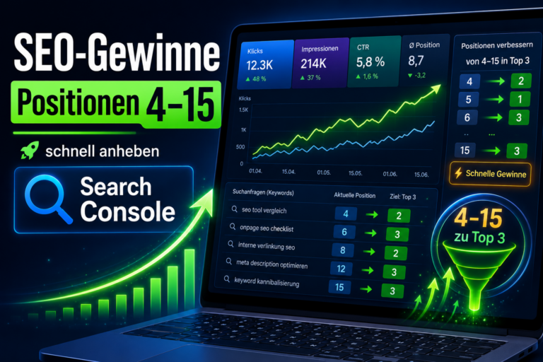 SEO-Gewinne mit Search Console: Positionen 4–15 schnell in die Top 3 verbessern