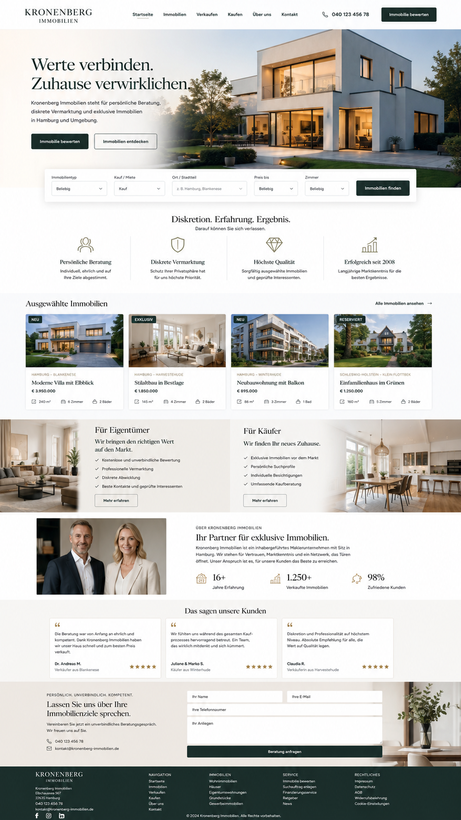 Webdesign für Immobilienmakler – professionelles Website-Layout mit übersichtlicher Nutzerführung