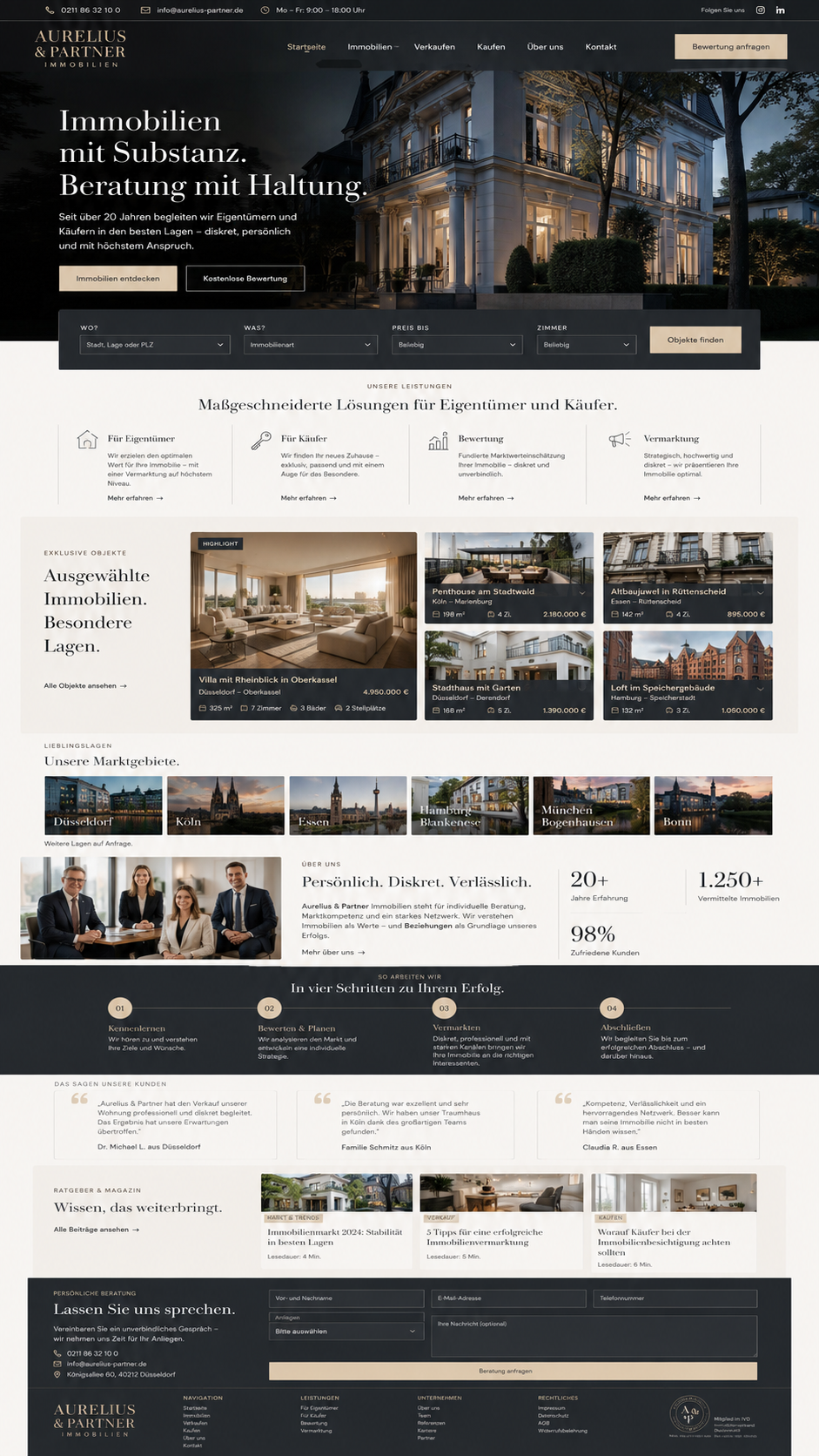 Webdesign für Immobilienmakler – hochwertiges Design mit moderner Objektpräsentation