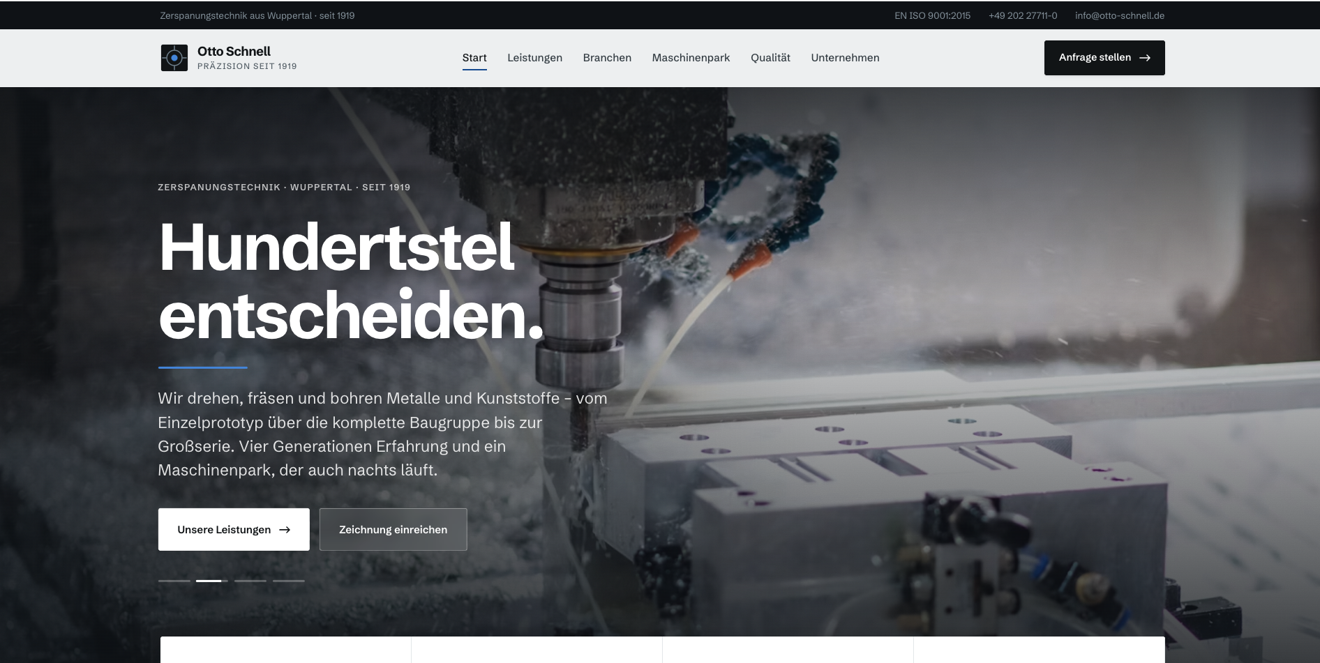 Screenshot: Zerspanungstechnik & Serienfertigung – Otto Schnell
