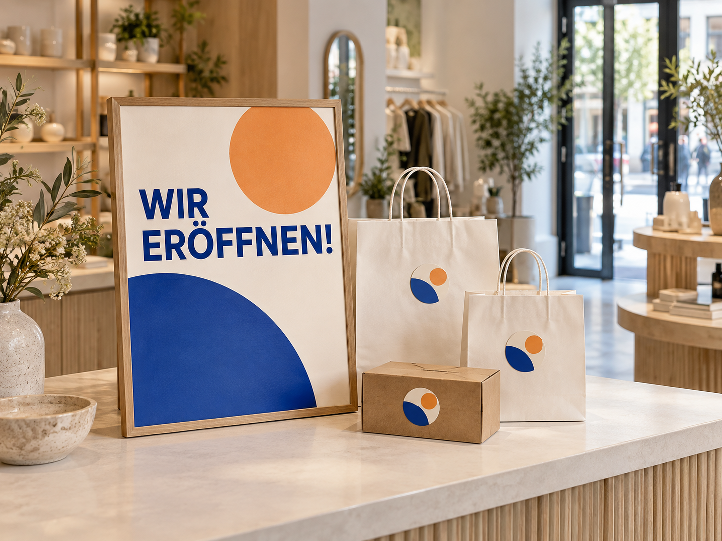 Grafischer Platzhalter für ein Plakat zur Neueröffnung