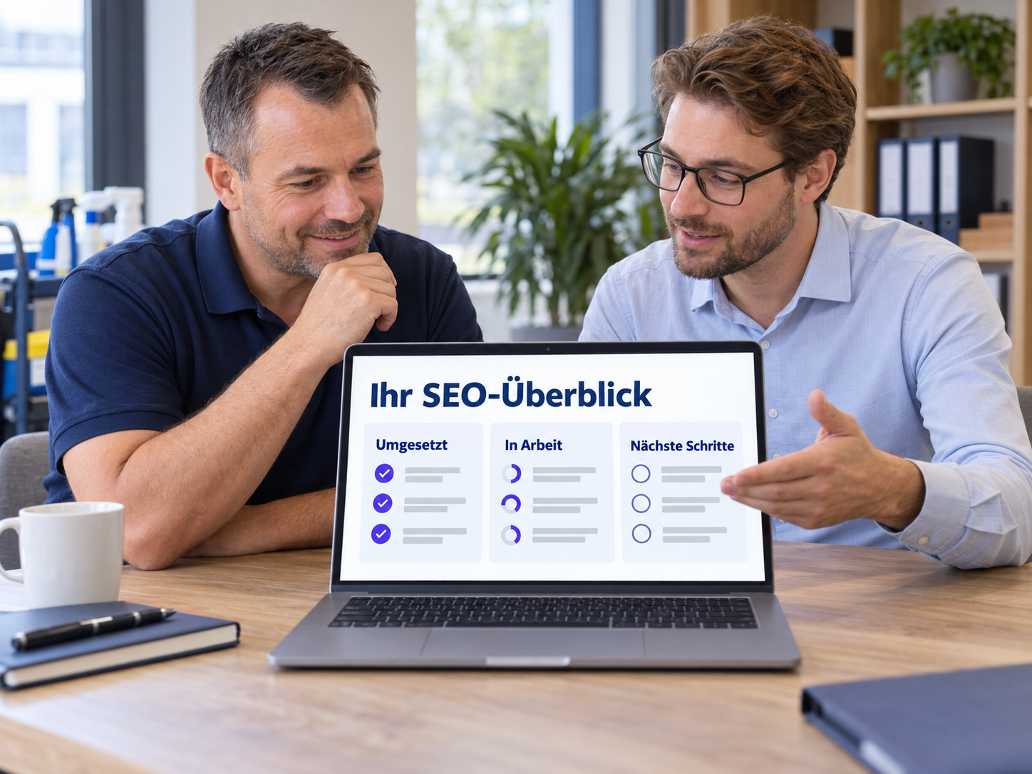 Persönliche Beratung mit einem übersichtlichen SEO-Bericht und gemeinsam besprochenen nächsten Schritten