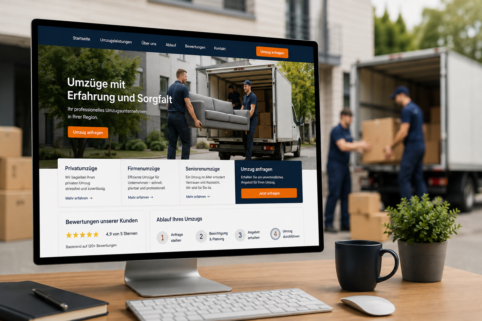 Demo einer Website für ein Umzugsunternehmen