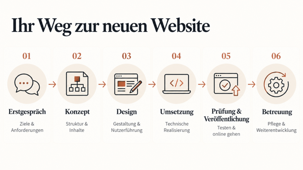 Ablauf eines Webdesign-Projekts vom Erstgespräch bis zur Betreuung nach dem Start