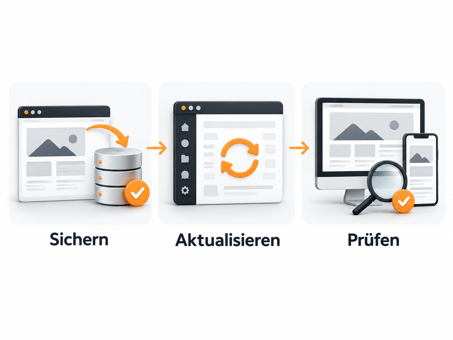 Sichern, Aktualisieren und Prüfen als verständlicher Wartungsablauf